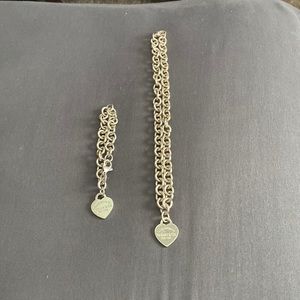 💯Authentic Tiffany & Co. Stamped 9.25 bracelet 7.5” necklace 18”